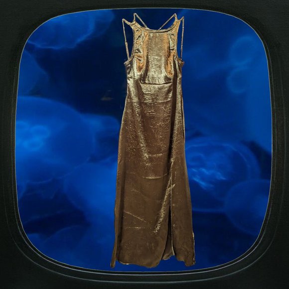 Urban outfitters greenish bronze gold midi dress - Picture 1 of 3